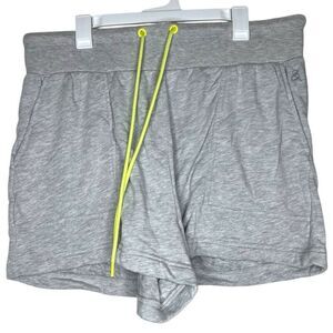 Lou & Grey Terry Knit Shorts Gray Neon Drawstring Lounge Casual XXL